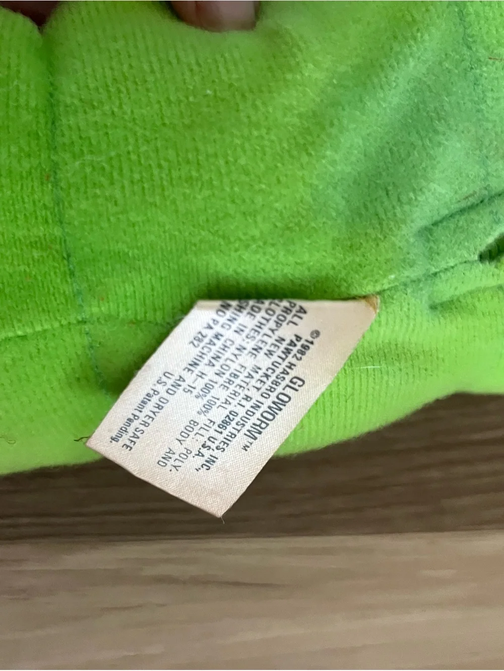 Vintage 1982 Hasbro Preschool Gloworm Green Plush Doll No Bulb Not Tested